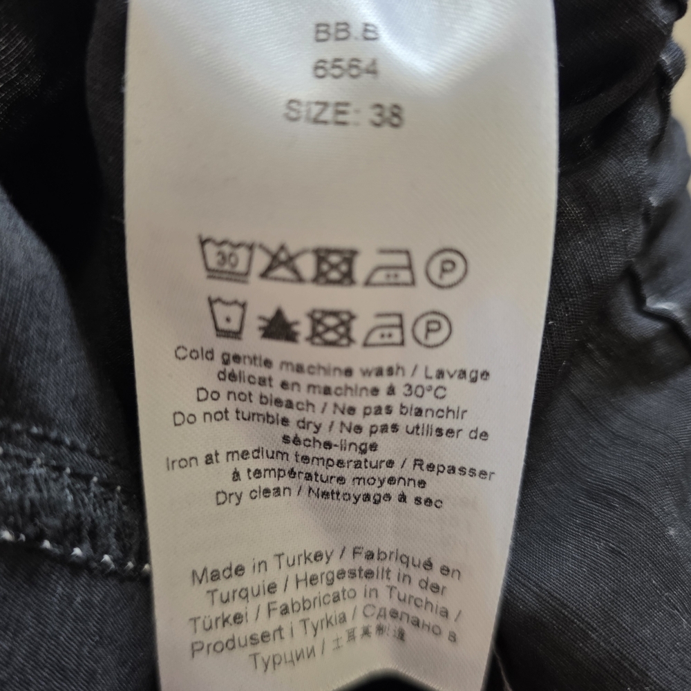 GANNI Wide Leg Cargo Pants Black with White Stitching Size 38 - Picture 10 of 11